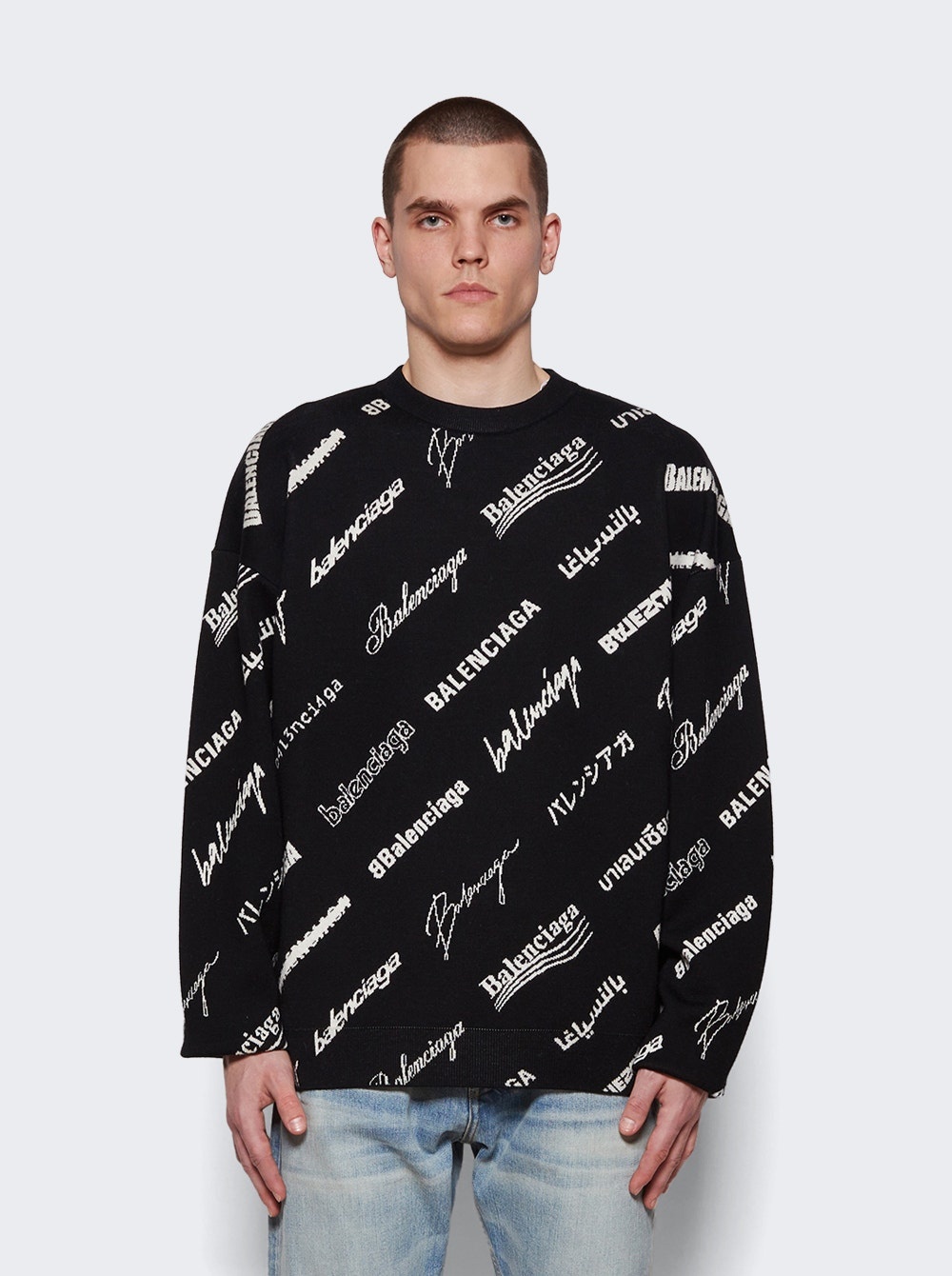 Crewneck Sweater Black and White - 3