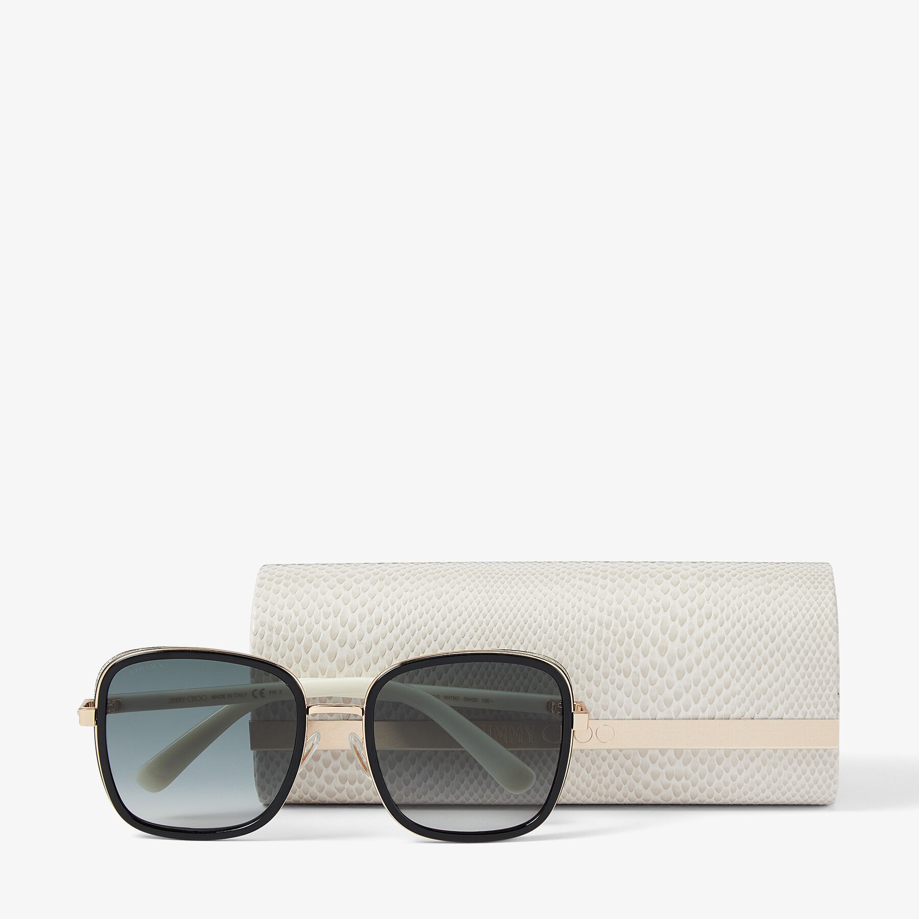 Elva
Black Square-Frame Sunglasses with Gold Glitter - 4