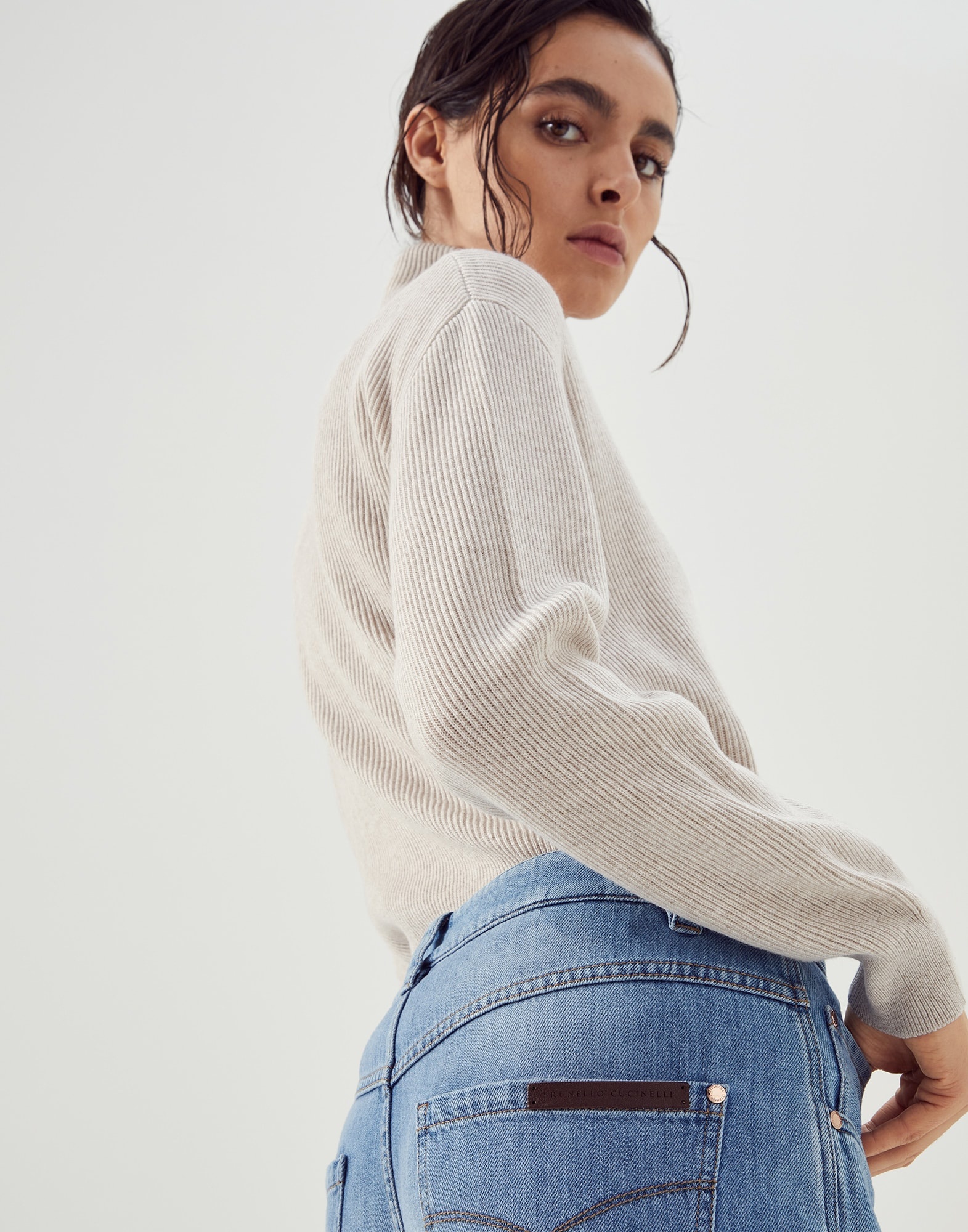 Soft denim straight trousers with shiny selvedge - 3