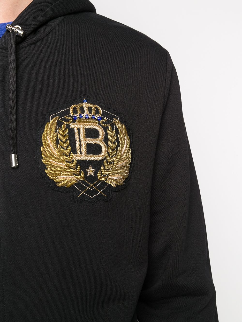 embroidered crest-motif hoodie - 5