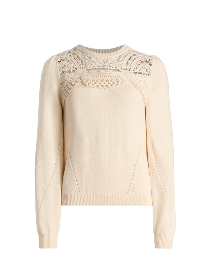 Women's Lucette Crochet-Yoke Sweater - Cowrie 1