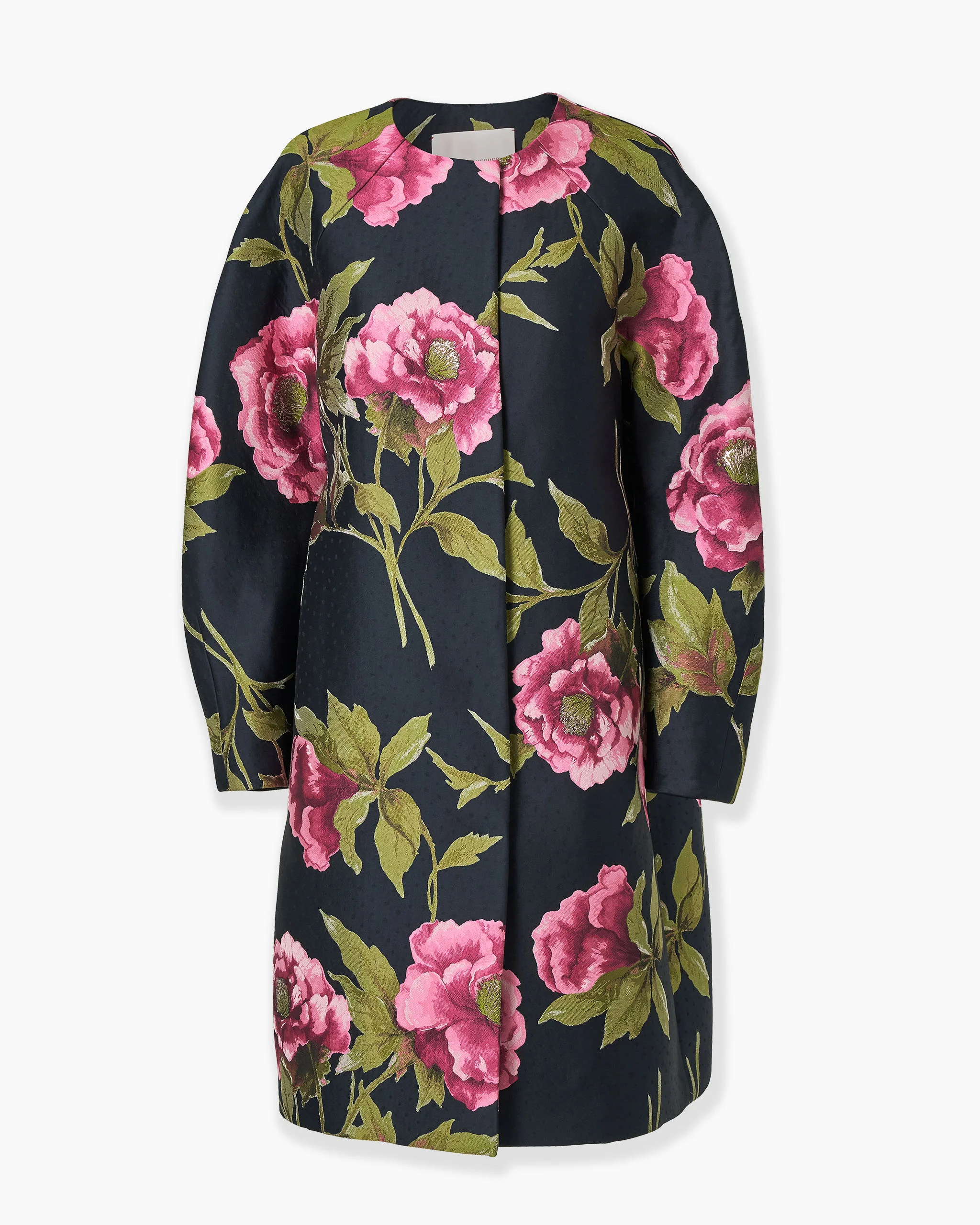 Peony Jacquard Cocoon Coat - 1