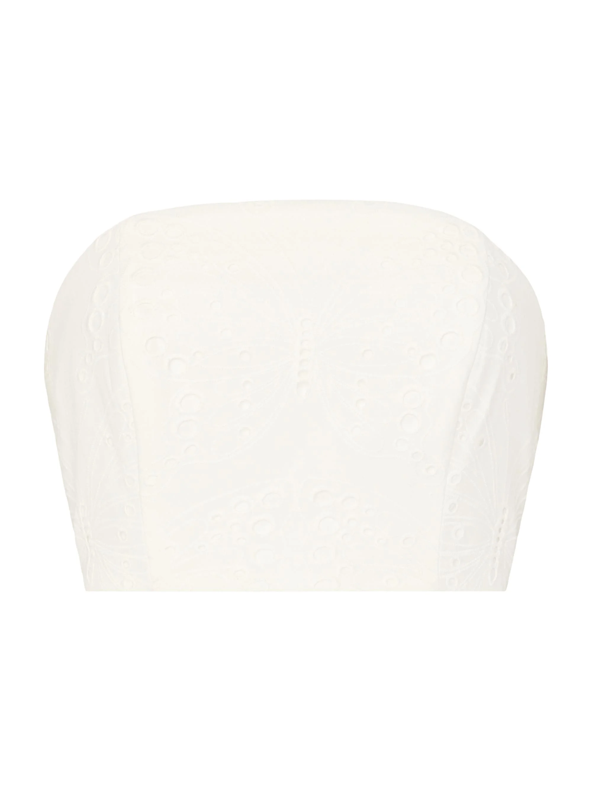 Women's Butterfly Eyelet Strapless Crop Top - White - 1