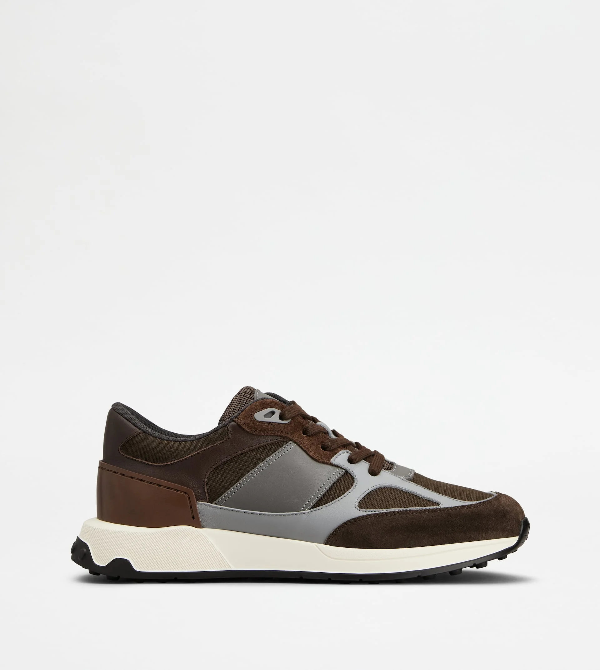 SNEAKERS IN SUEDE AND SMOOTH LEATHER - BROWN, GREY - 1