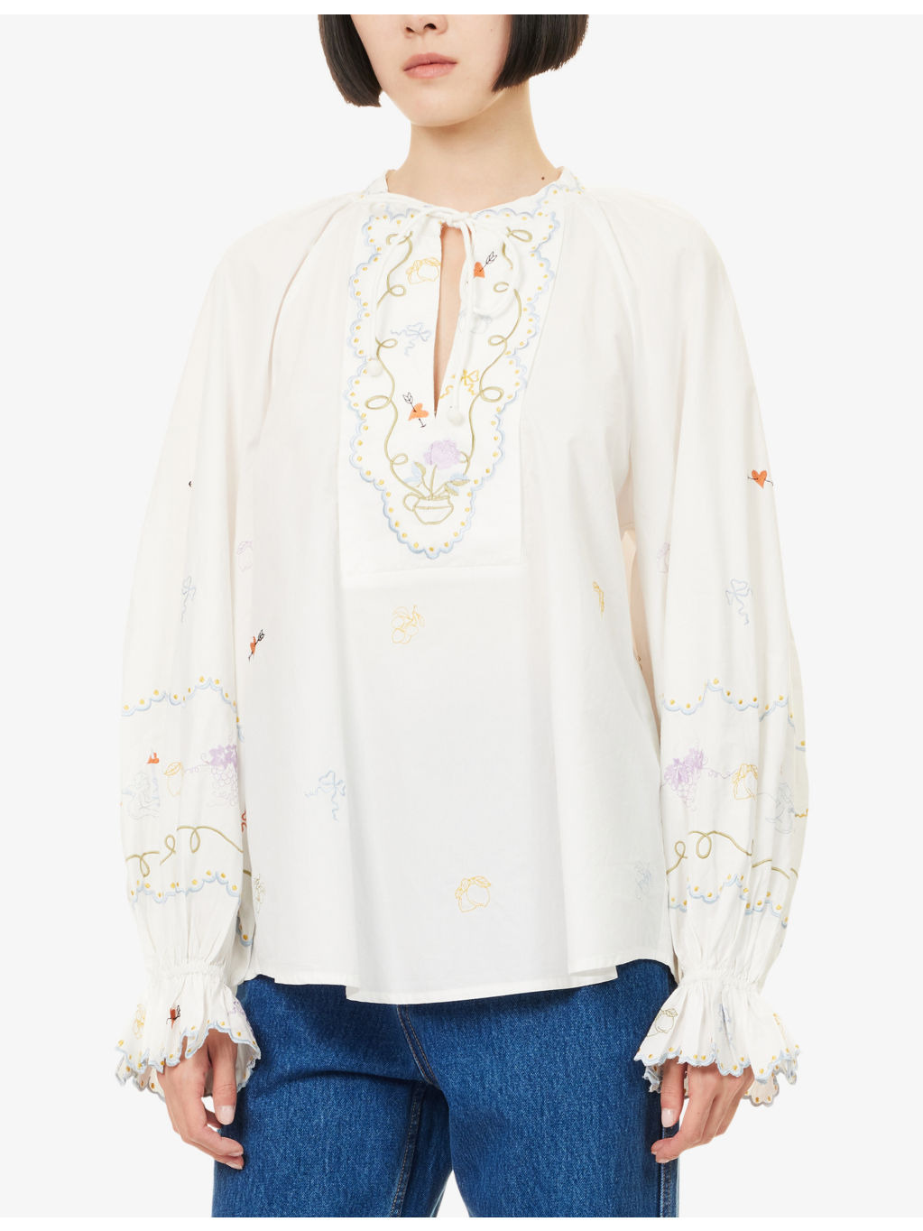 Giulia Embroidered Cotton-Poplin Blouse - 3