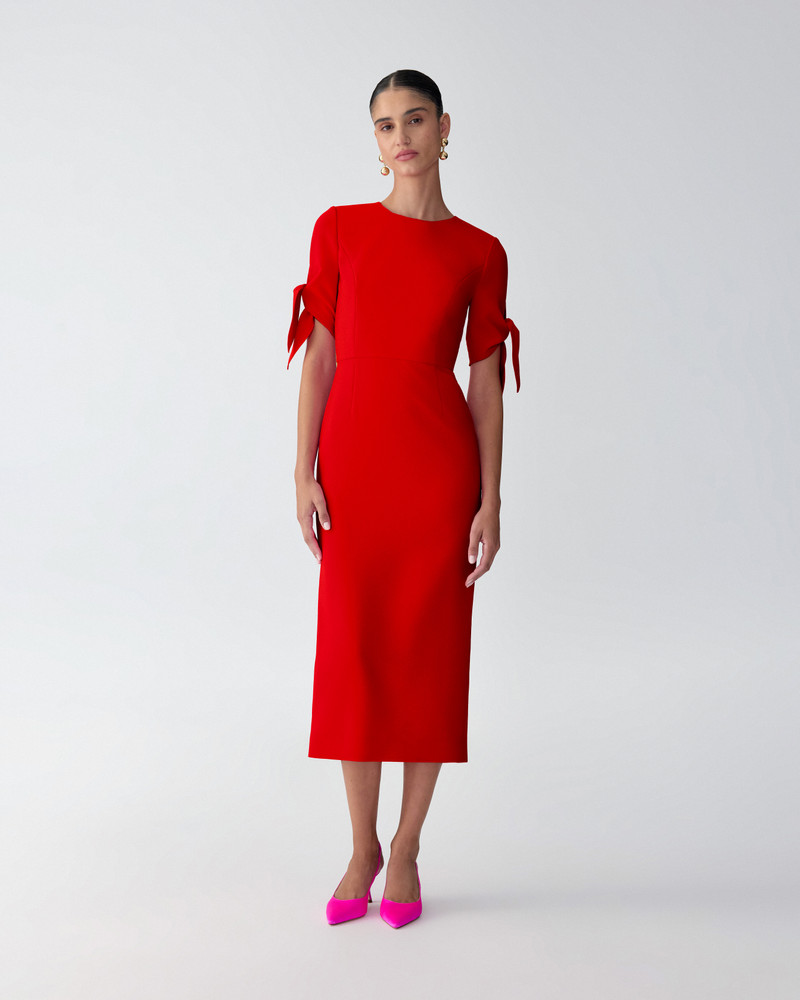 CAROLINA HERRERA Tie-Sleeve Midi Dress outlook