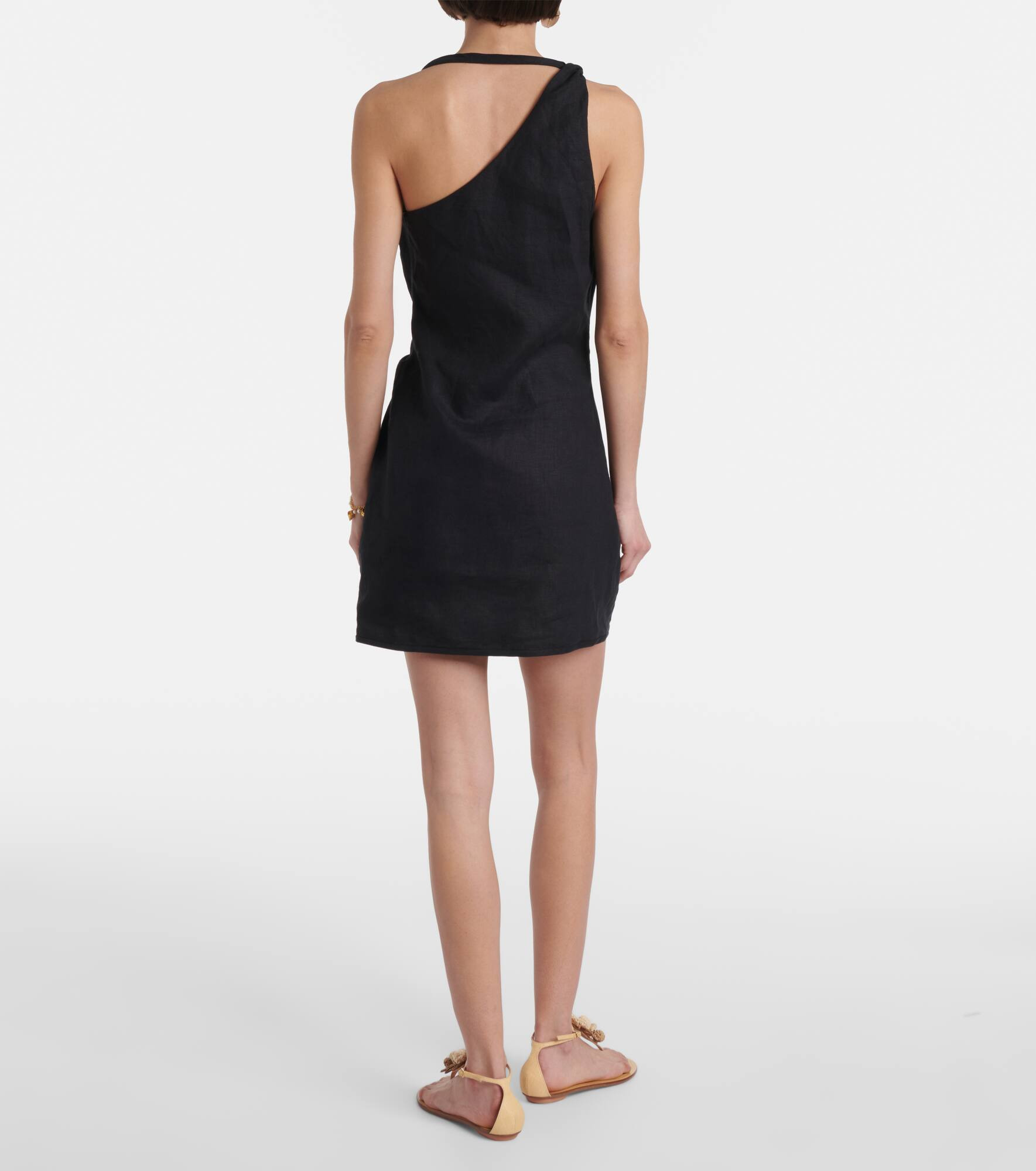 Affogato asymmetric linen minidress - 3