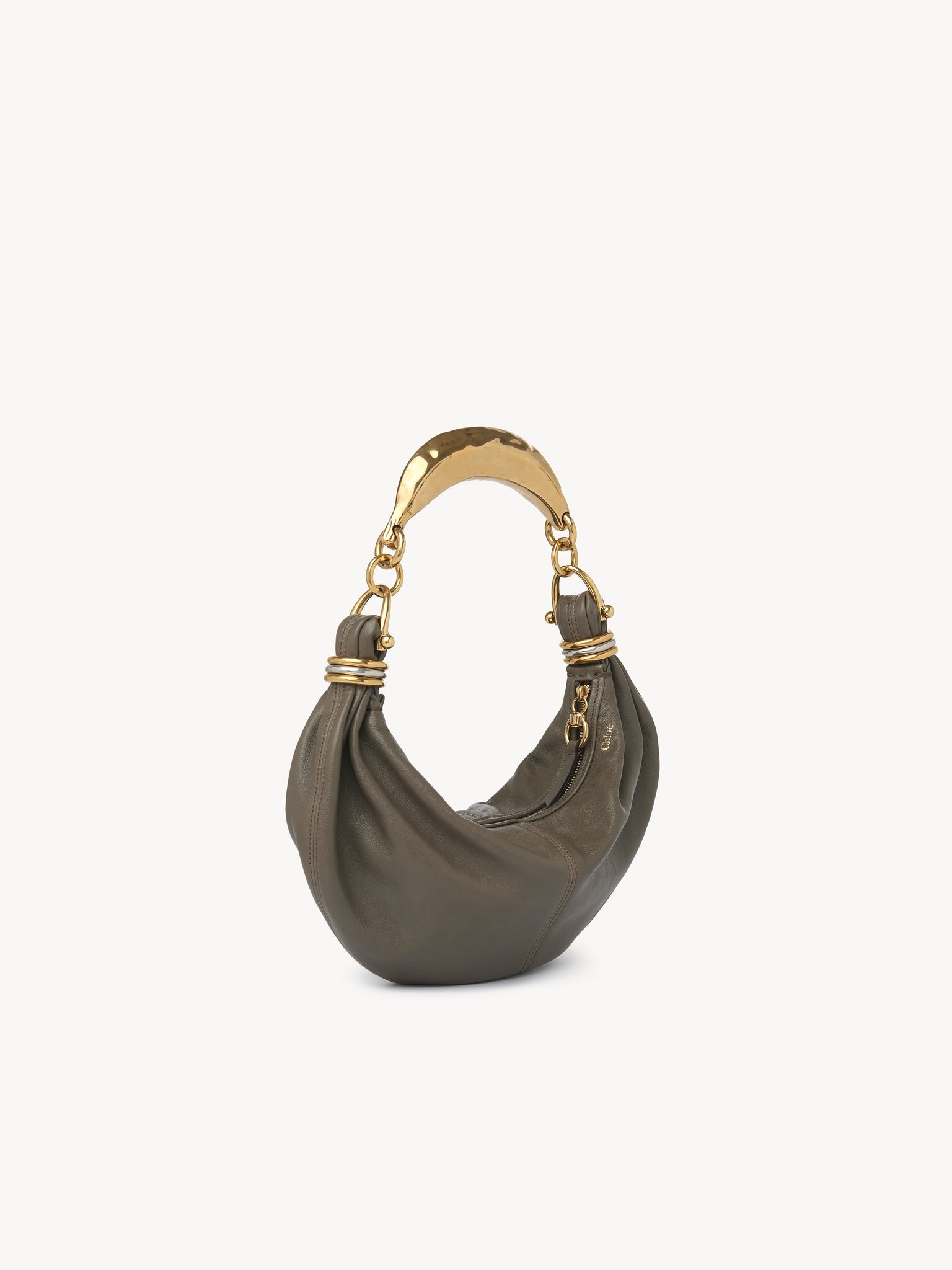 SMALL BRACELET HOBO BAG IN GRAINED LEATHER - 3