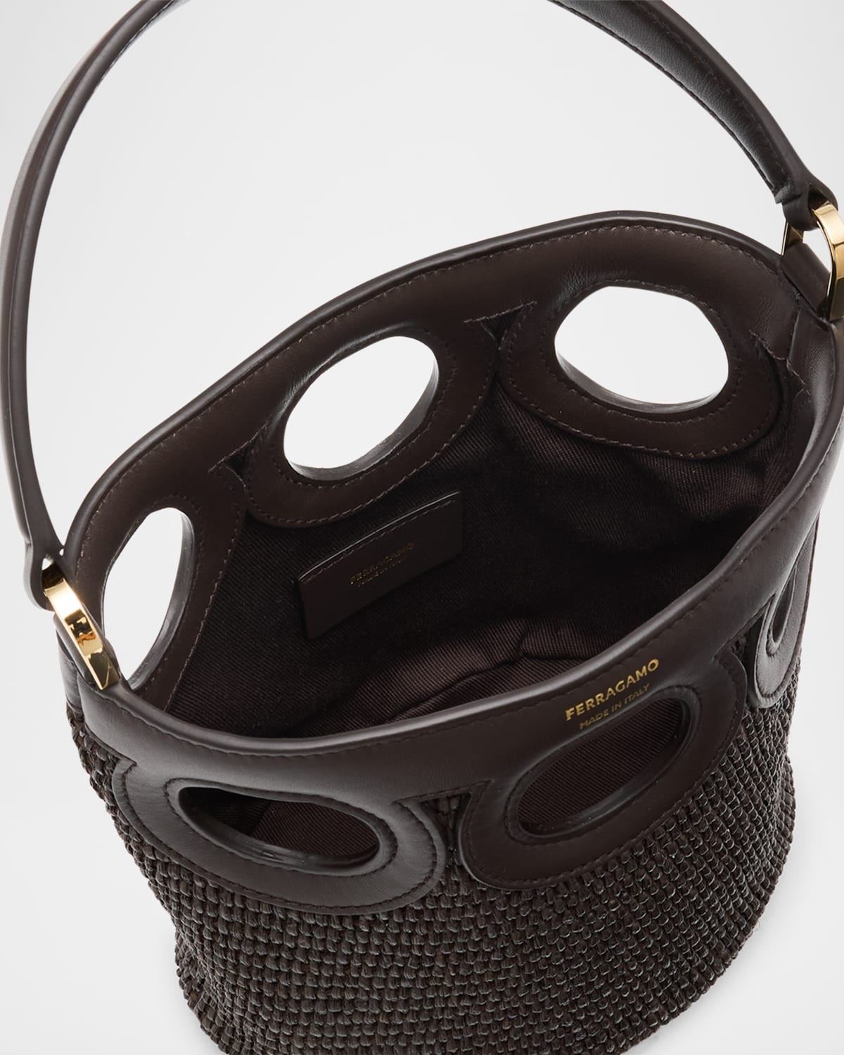 Cutout Raffia Bucket Bag - 4
