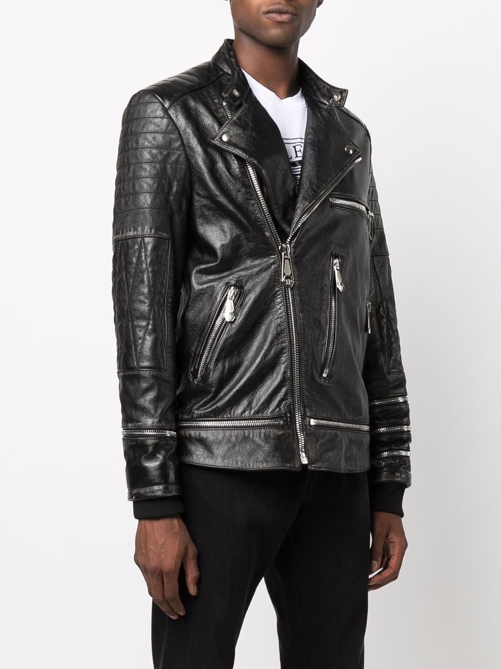 Iconic Plein leather biker jacket - 3