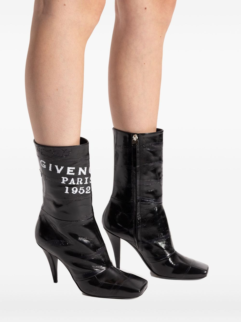 logo-print leather boots - 5
