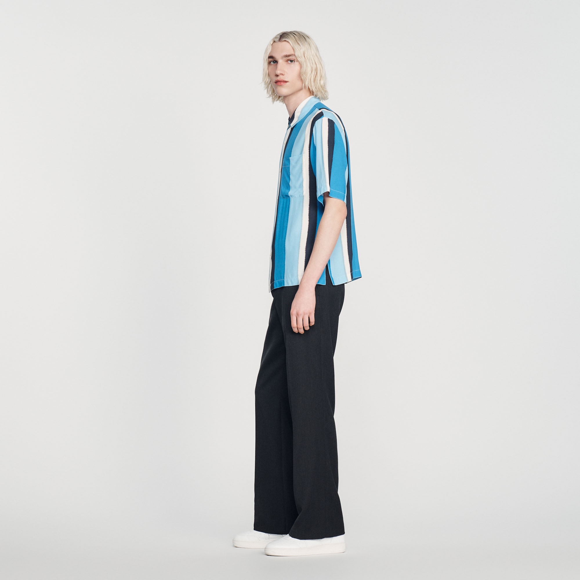 Flowing striped short-sleeved shirt - 7