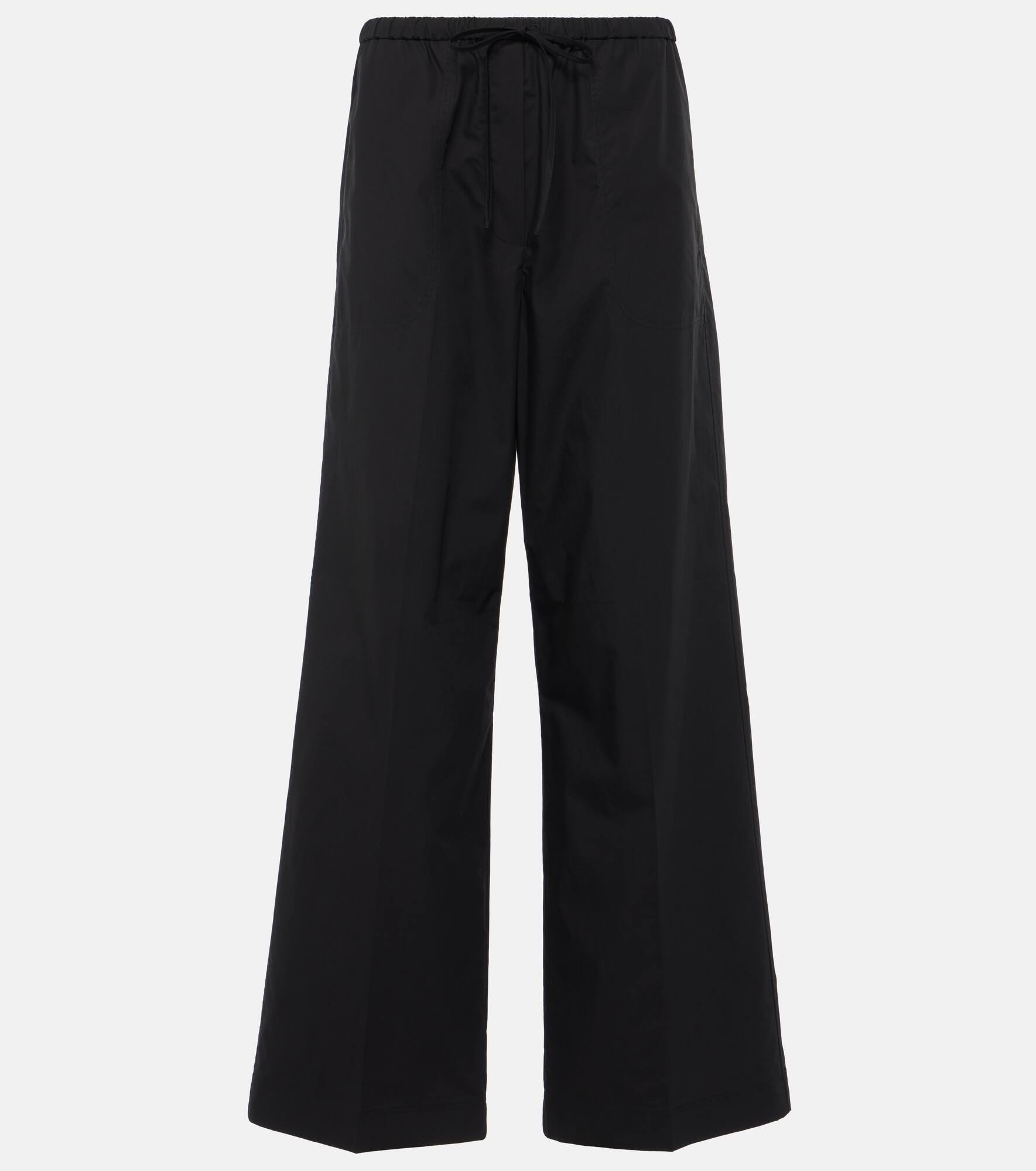 High-rise cotton wide-leg pants - 1