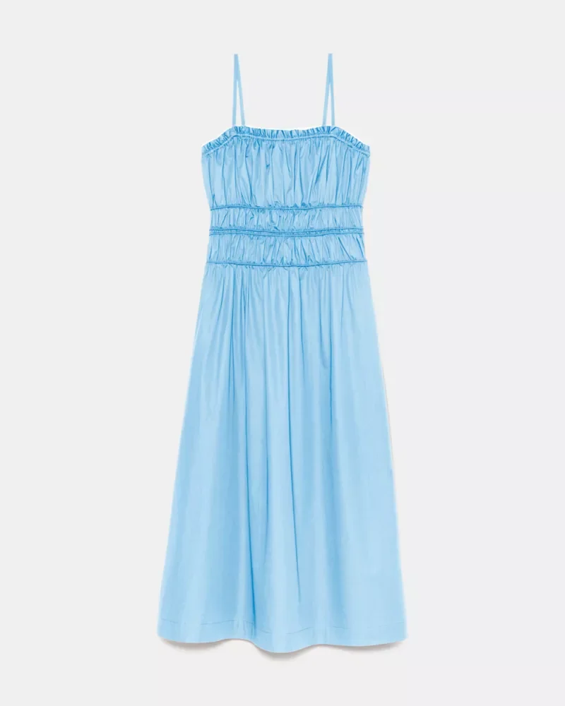 Smocked Strapless Midi Dress - 1
