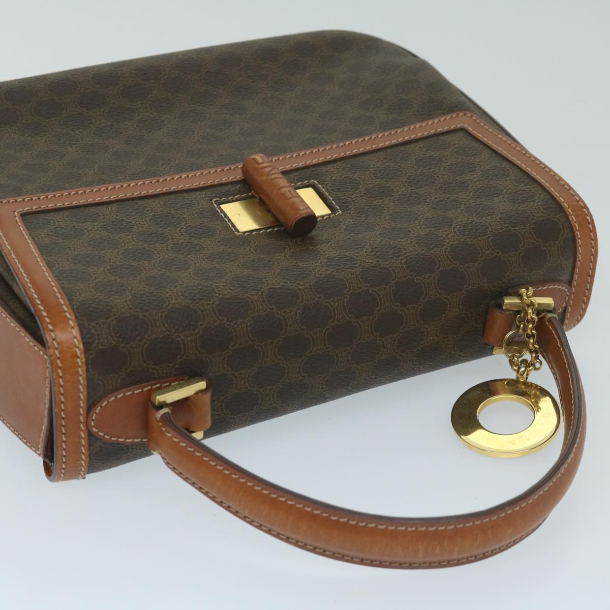 CELINE Macadam Canvas Hand Bag Pvc Leather Brown - 6