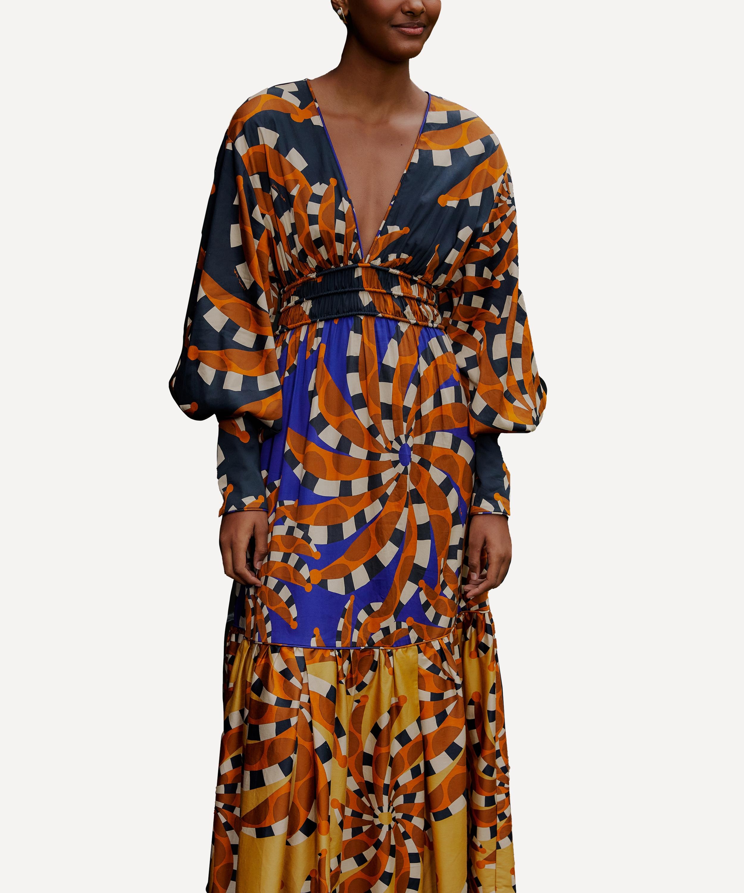 Mixed Bandana Long-Sleeve Maxi-Dress - 3