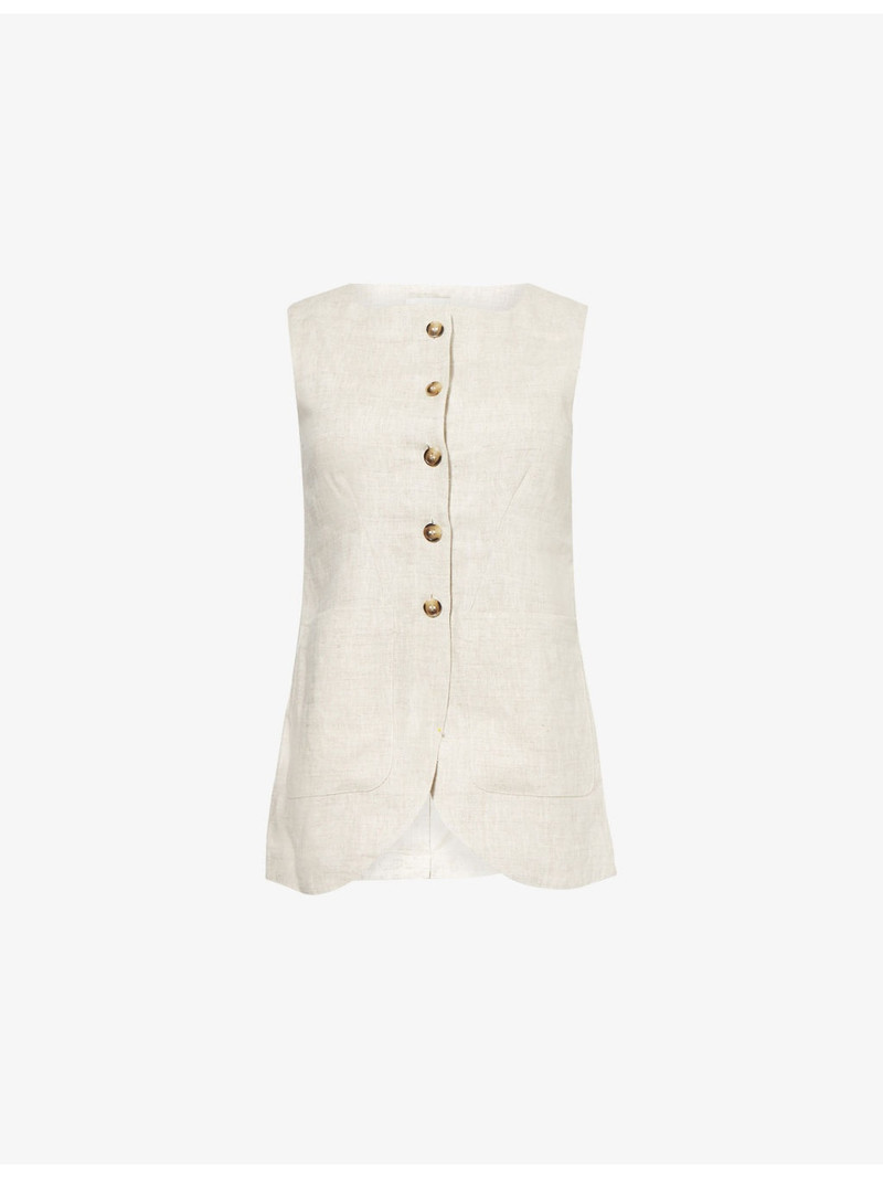 Emma Two-Patch-Pockets Linen Vest - 1