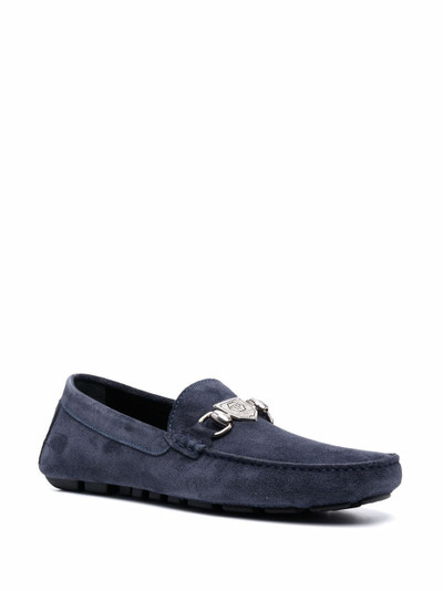 PHILIPP PLEIN suede logo plaque moccasins outlook