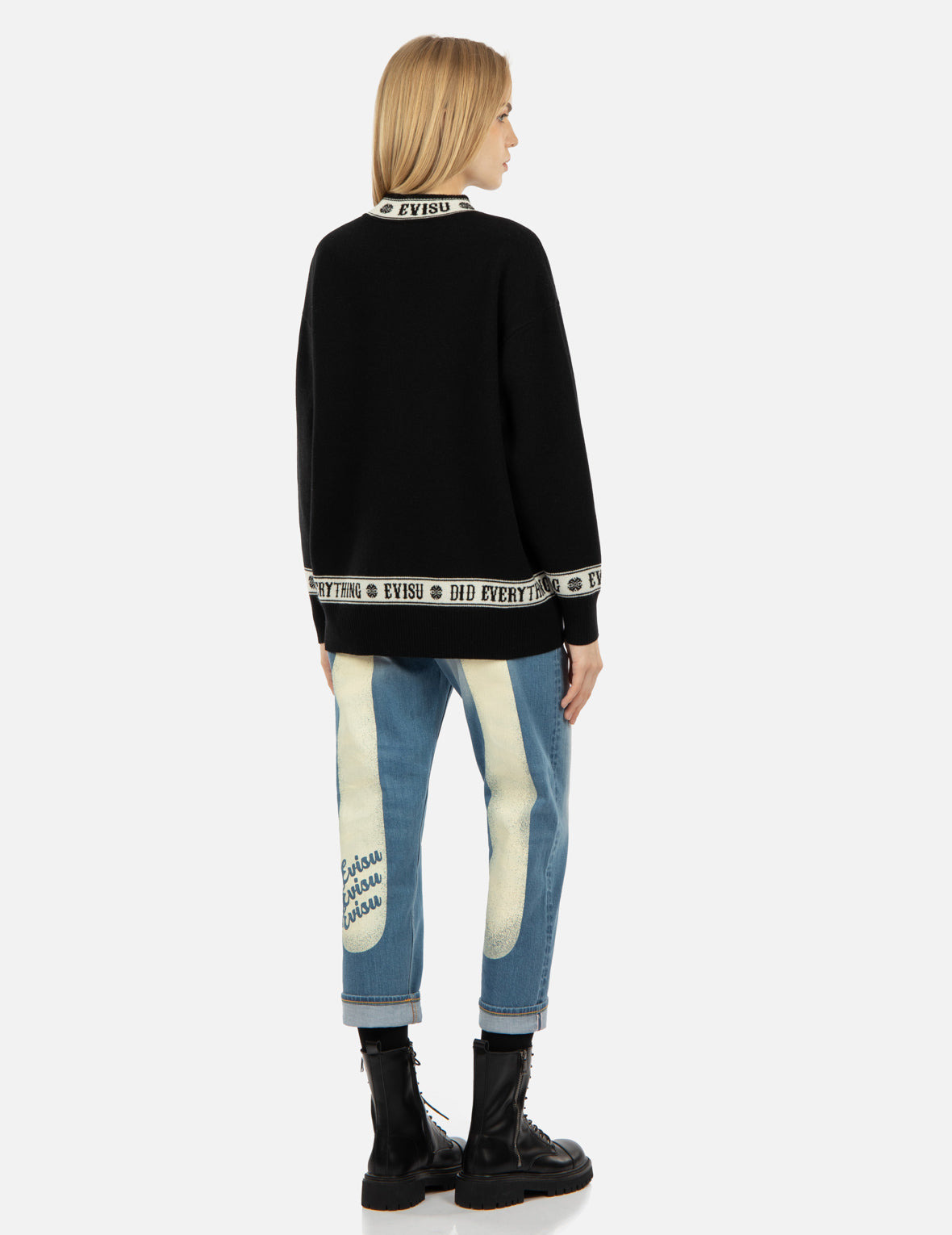 LOGO AND KAMON JACQUARD KNITTED SWEATER - 4