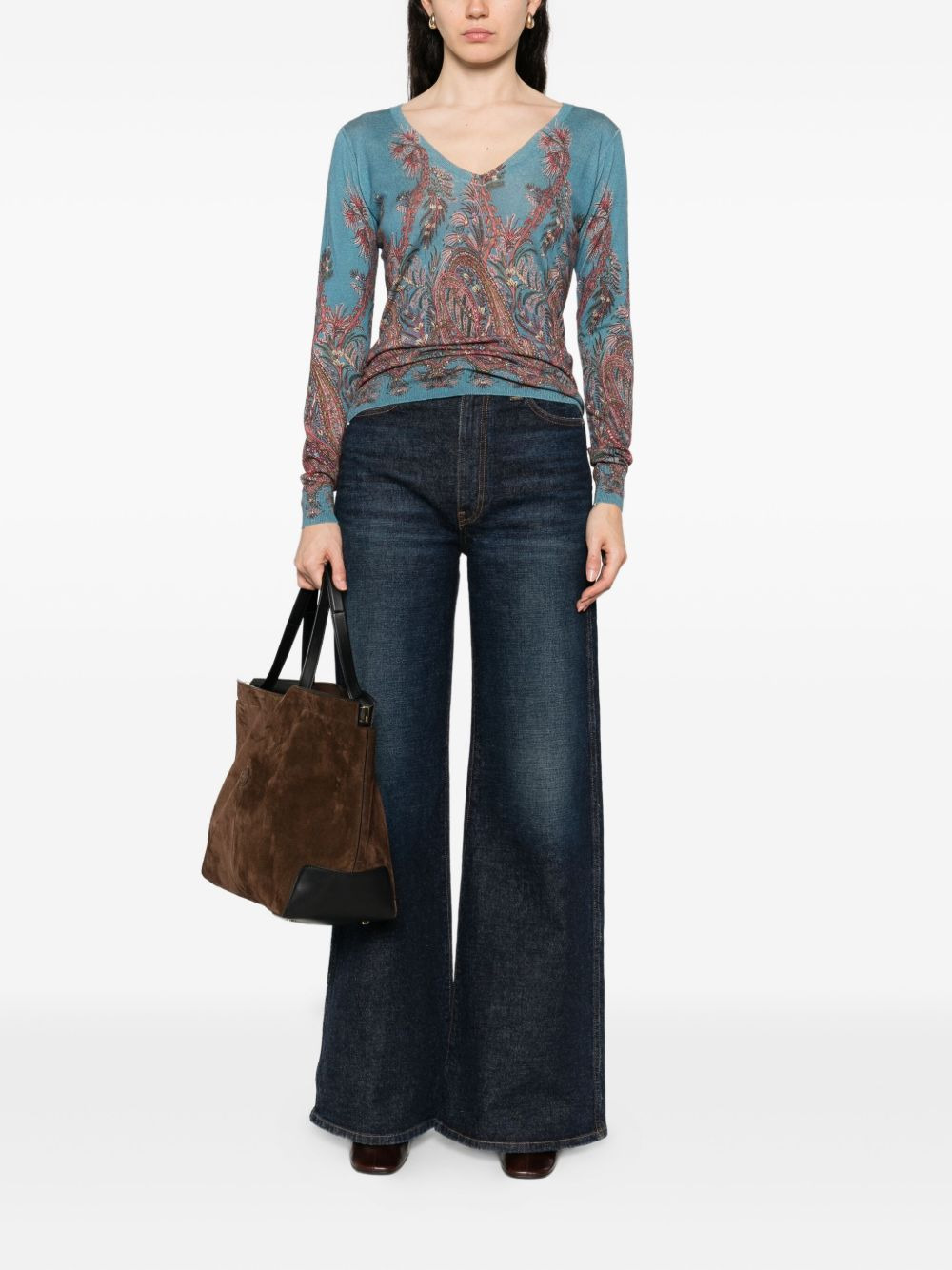 paisley-print V-neck top - 2