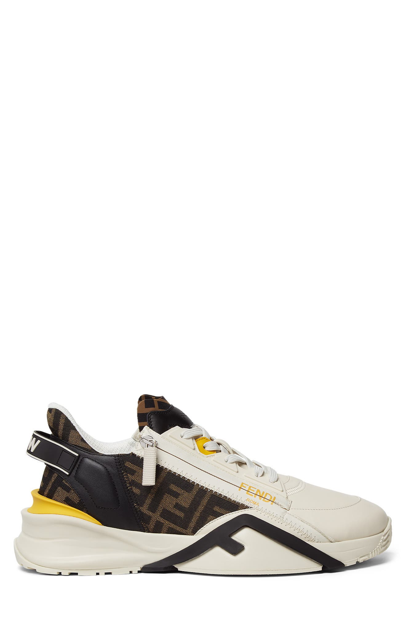 Fendi Flow Logo Low Top Sneaker in White/Yellow at Nordstrom - 2