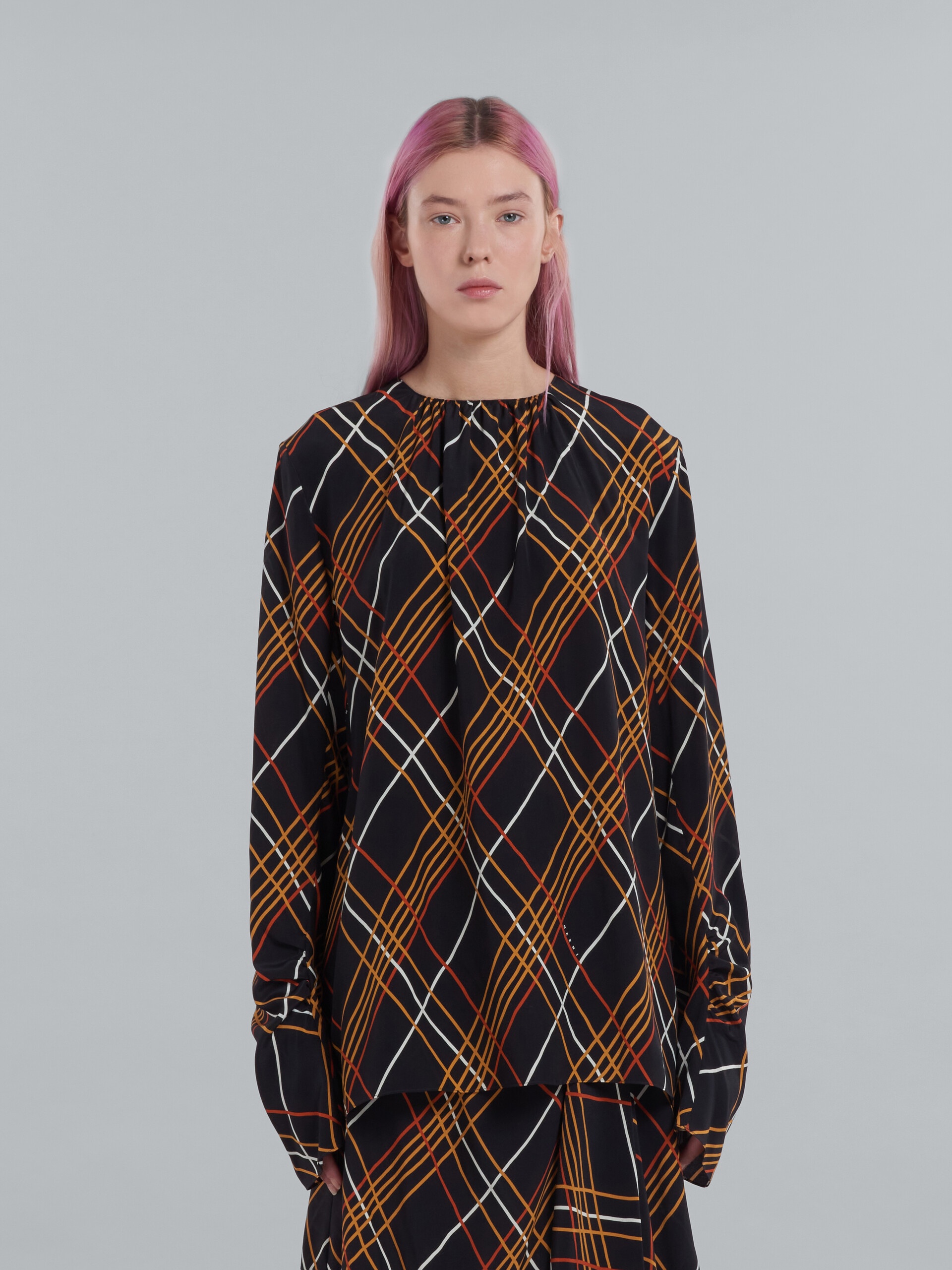 WILD ROADS PRINT SILK CREPE BLOUSE - 2