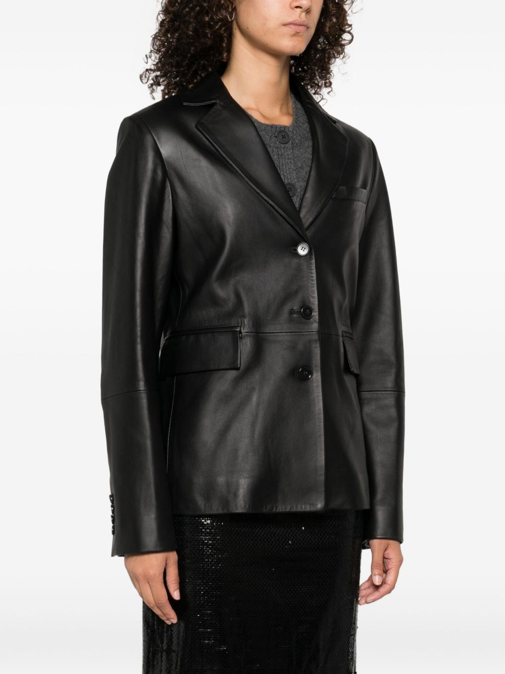 Aldo notched-lapel leather jacket - 3