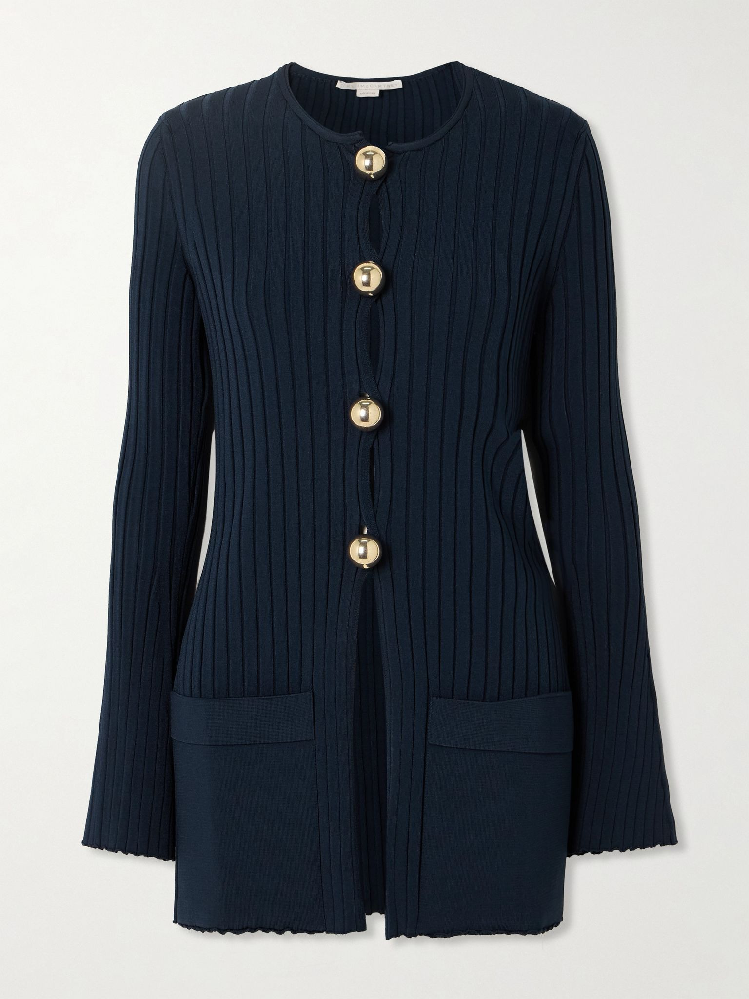 Ribbed-knit cardigan Navy - 1