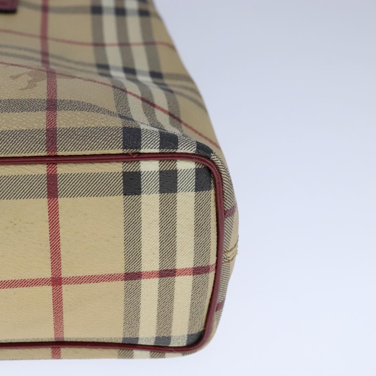 Burberry Nova Check Hand Bag Pvc Leather Beige - 14