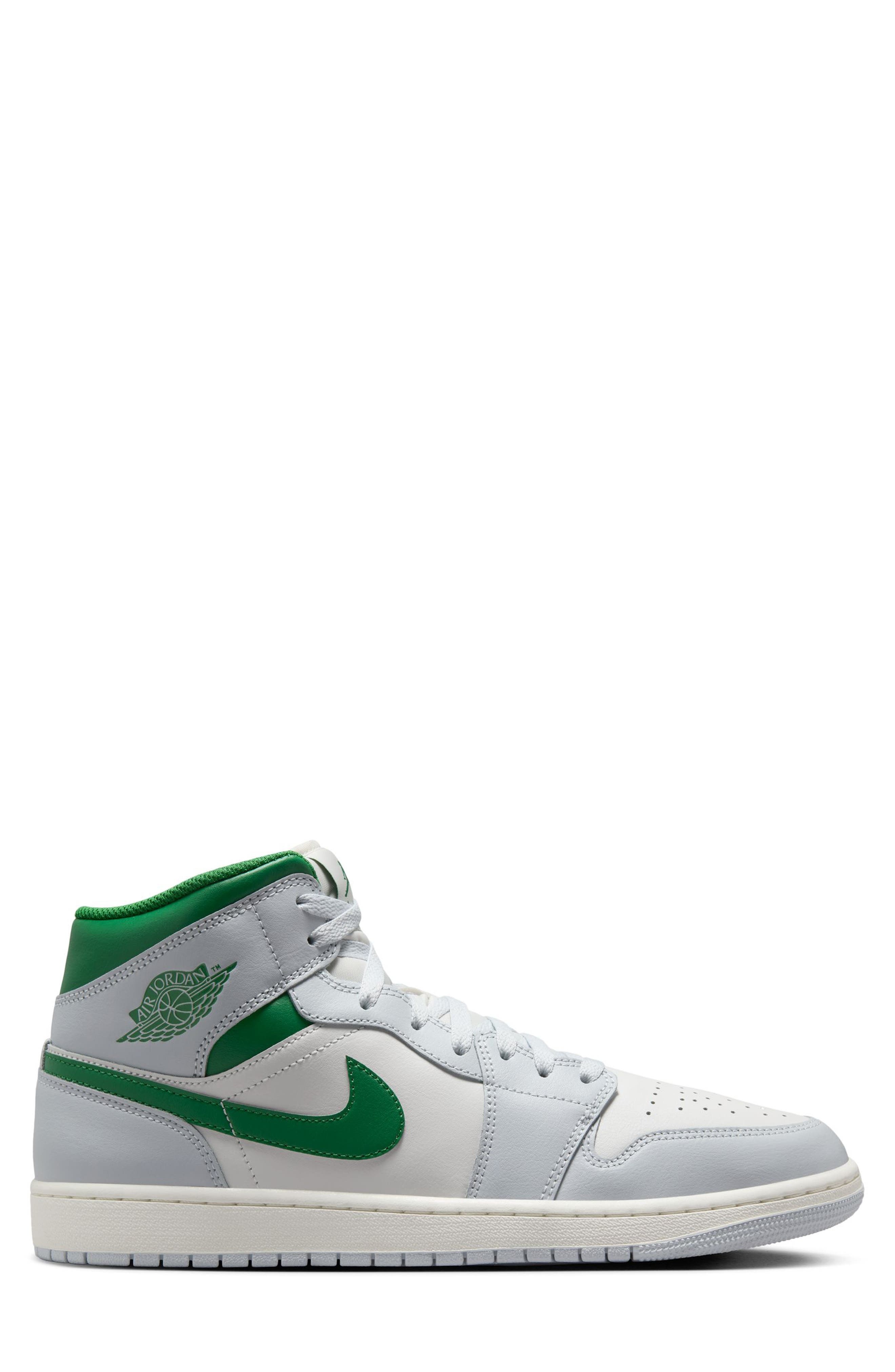 Air Jordan 1 Mid Sneaker in White/Pine Green/Platinum at Nordstrom - 2