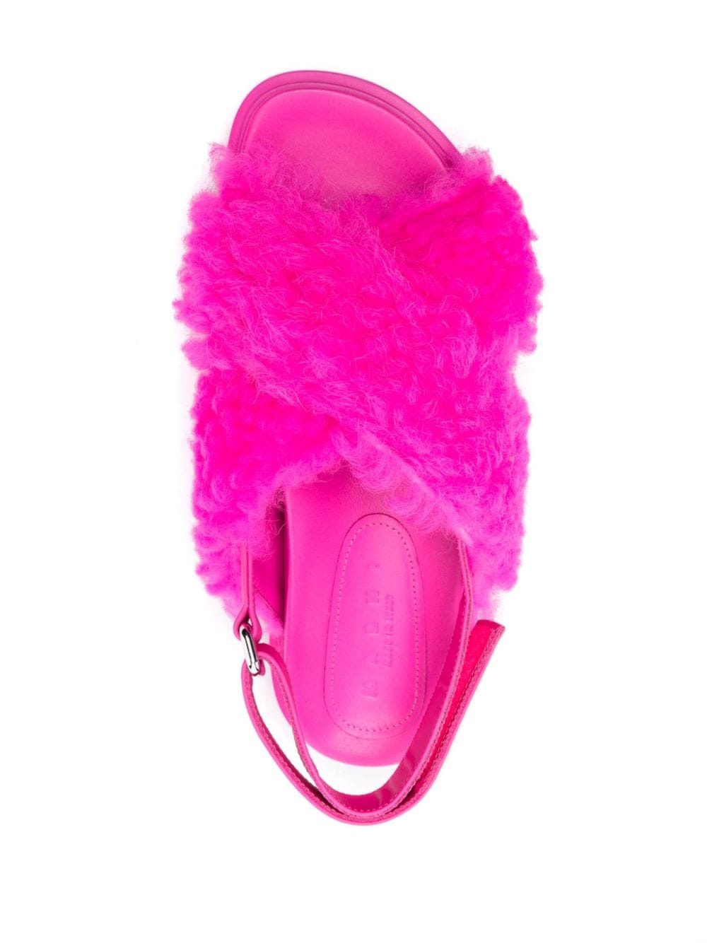 logo-patch shearling sandals - 4