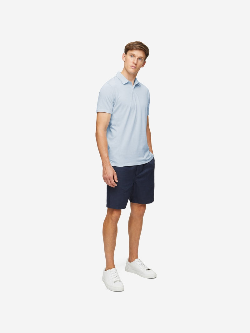 Derek Rose Men's Polo Shirt Ramsay 2 Pique Cotton Tencel Sky outlook