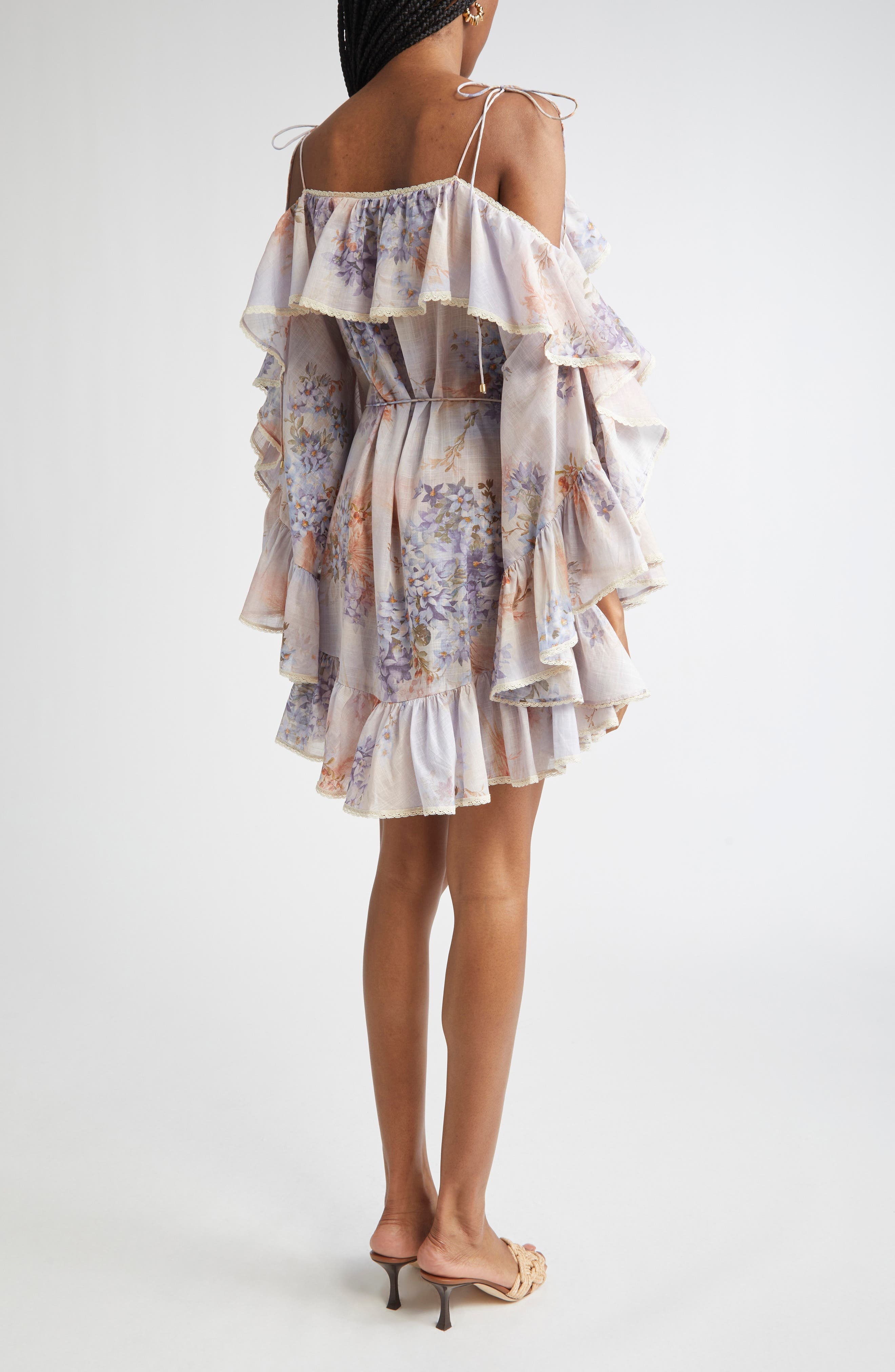 Zimmermann Cascadian Floral Print Ruffle Minidress in Lilac Botanical Floral at Nordstrom - 2