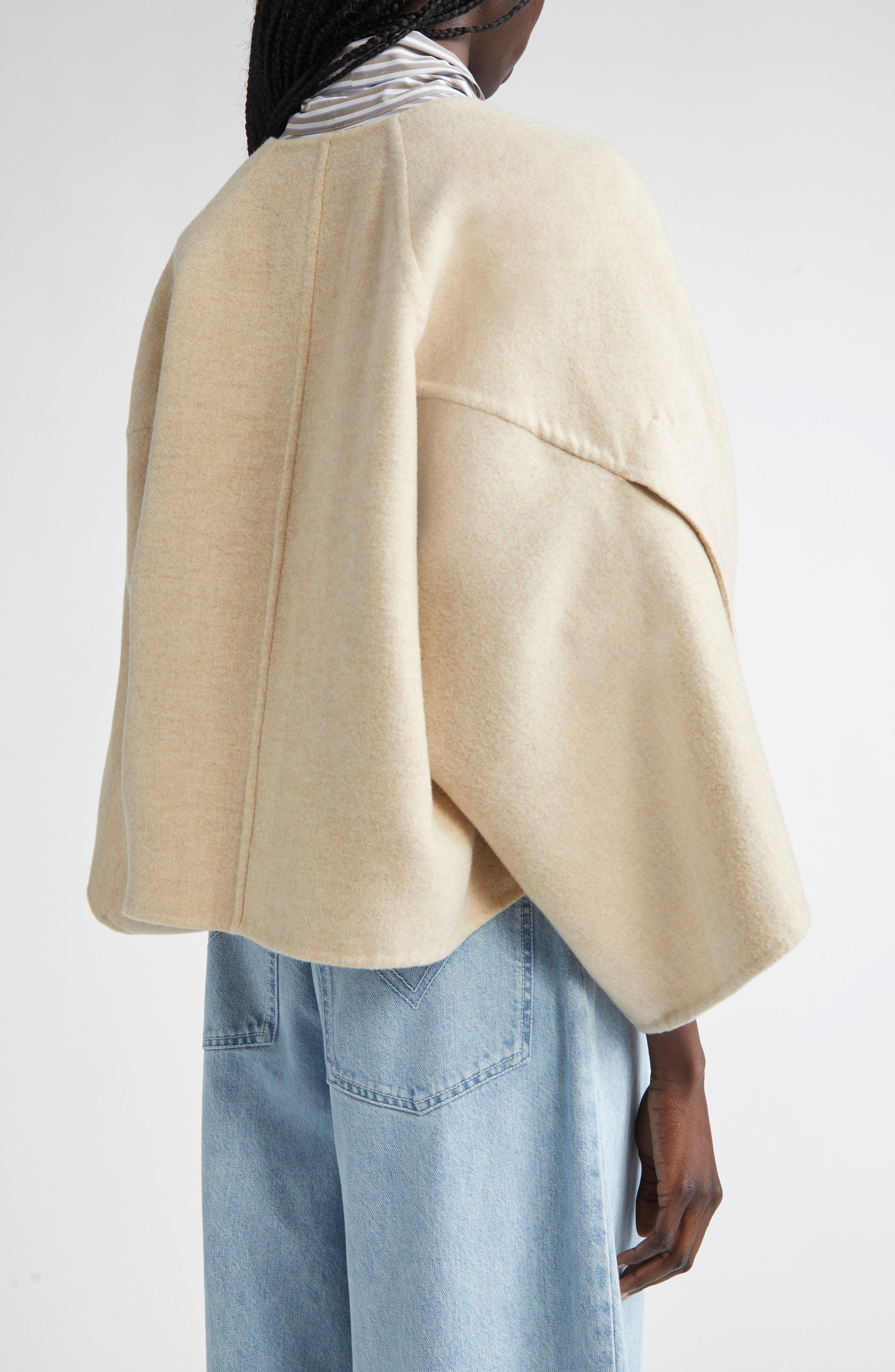 Max Mara Ovada Virgin Wool & Cashmere Jacket in Sand at Nordstrom - 3