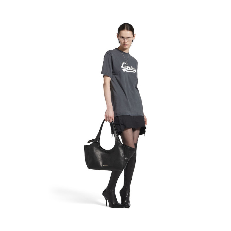 BALENCIAGA Women's Luxury Script Hybrid T-shirt Cargo Dress in Black outlook