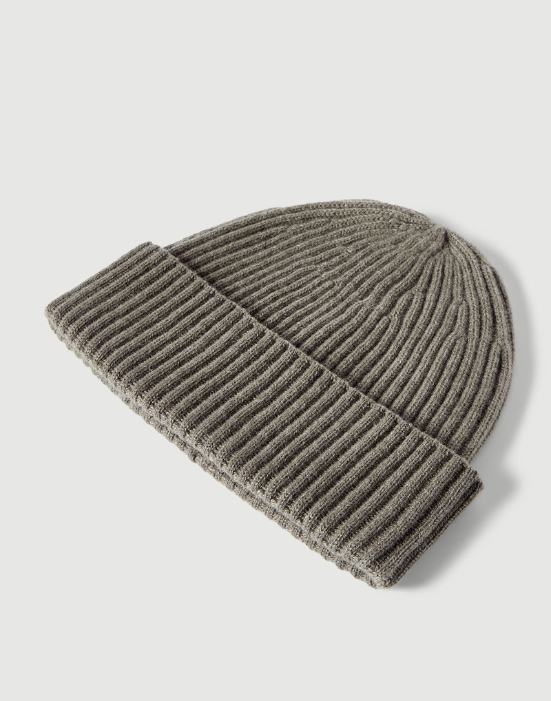 Brunello Cucinelli Cashmere English rib double knit beanie outlook