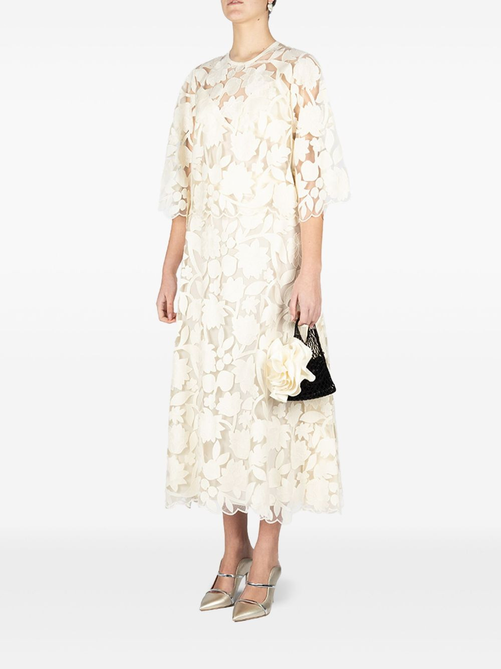 tulle embroidered midi skirt - 3