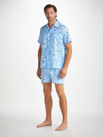 Derek Rose Men's Short Pyjamas Ledbury 70 Cotton Batiste Blue outlook