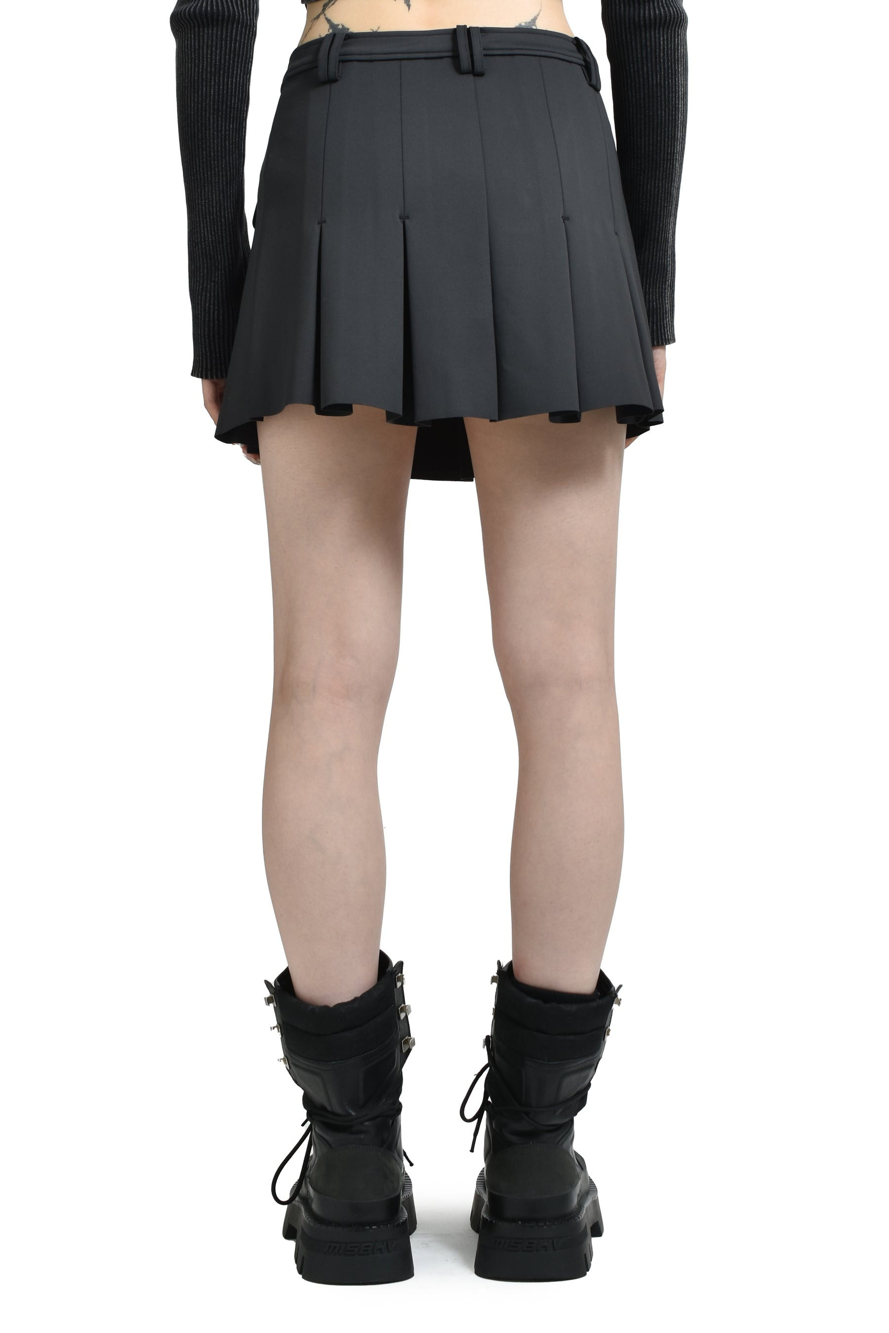 SCUBA NEOPRENE PLEATED MINI SKIRT / PHANTOM - 2
