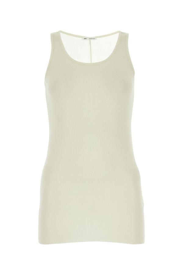 Ami Woman Ivory Viscose Blend Tank Top - 1