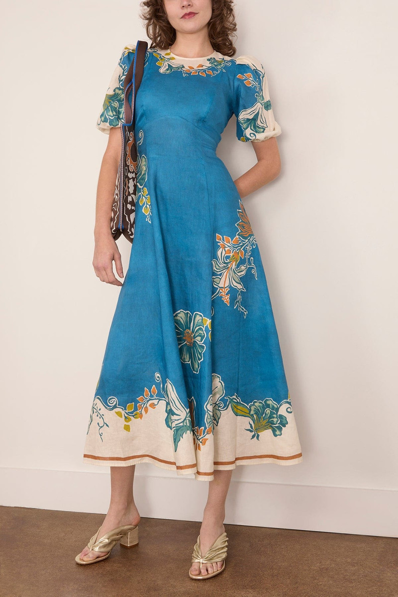 ALÉMAIS Luda Midi Dress in Blue outlook