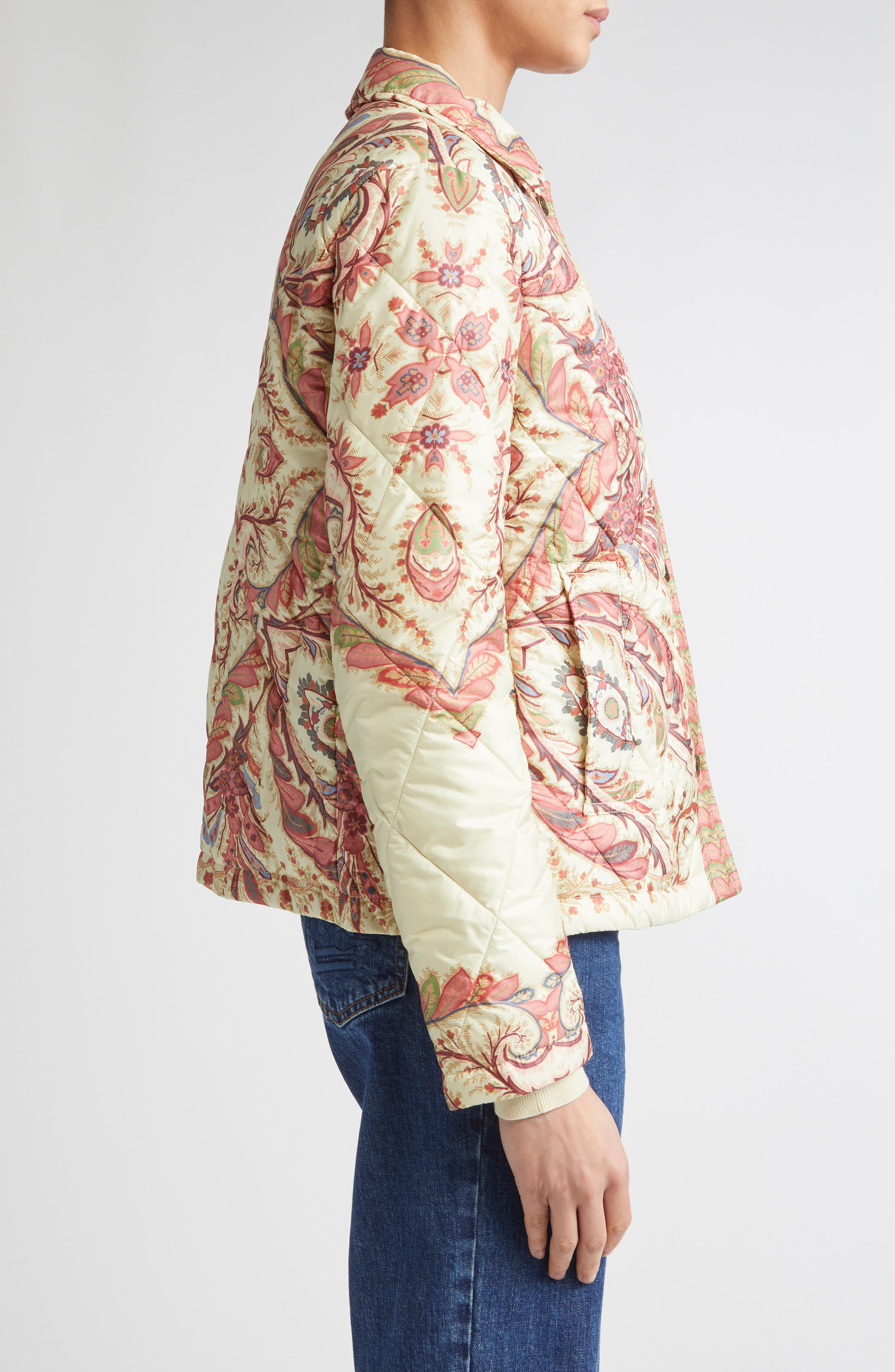 Etro Paisley Quilted Barn Jacket in Off White Print at Nordstrom - 4