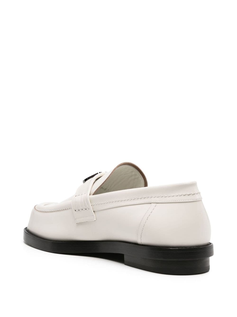 Seal-plaque leather loafers - 3