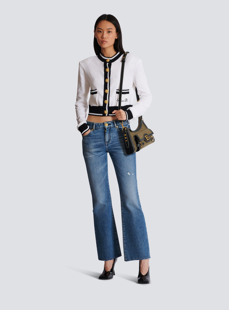Balmain B-Buzz Hobo bag in leather and canvas outlook