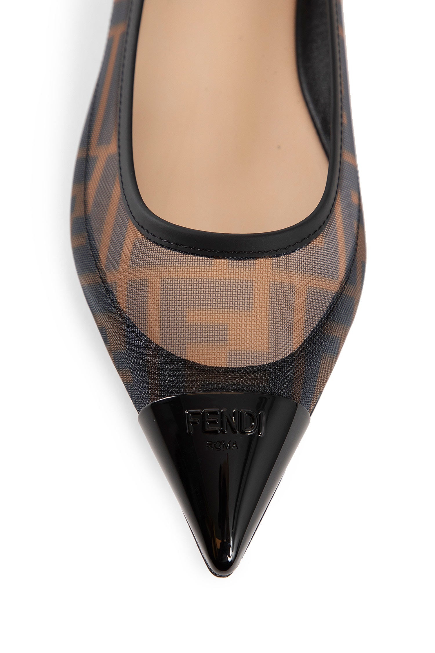 FENDI Colibri-Leather-And-Ff-Mesh-Ballet-Flats antonioli