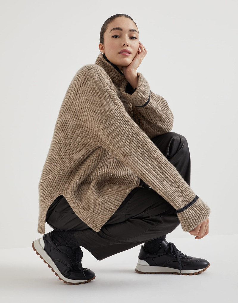 Nappa leather runners with precious stripe detail 4