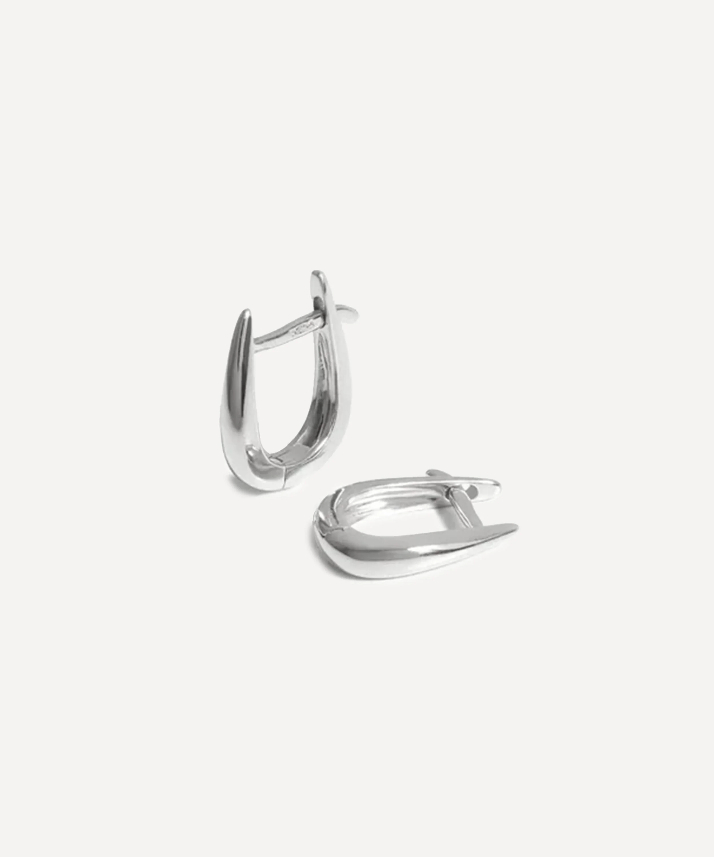 14ct White Gold Fine Claw Huggie Hoop Earrings - 1