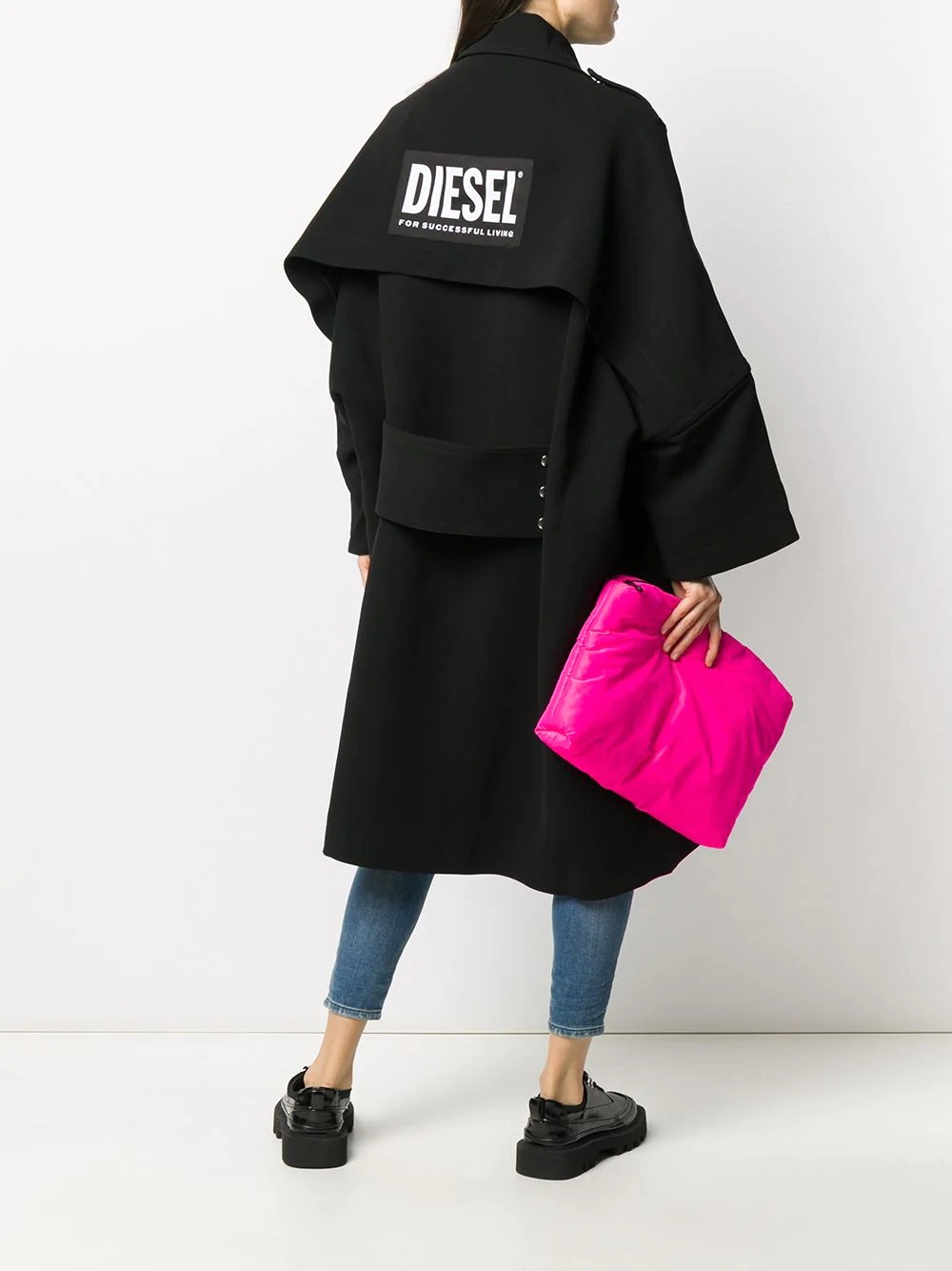 bonded crepe oversized trench coat - 2