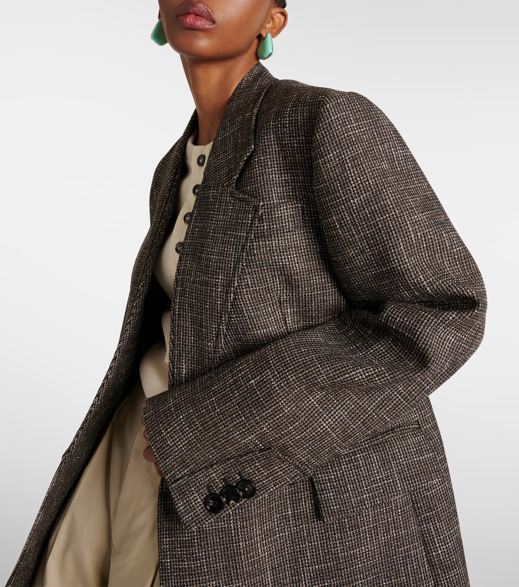 Wool and cotton-blend mouliné blazer - 4