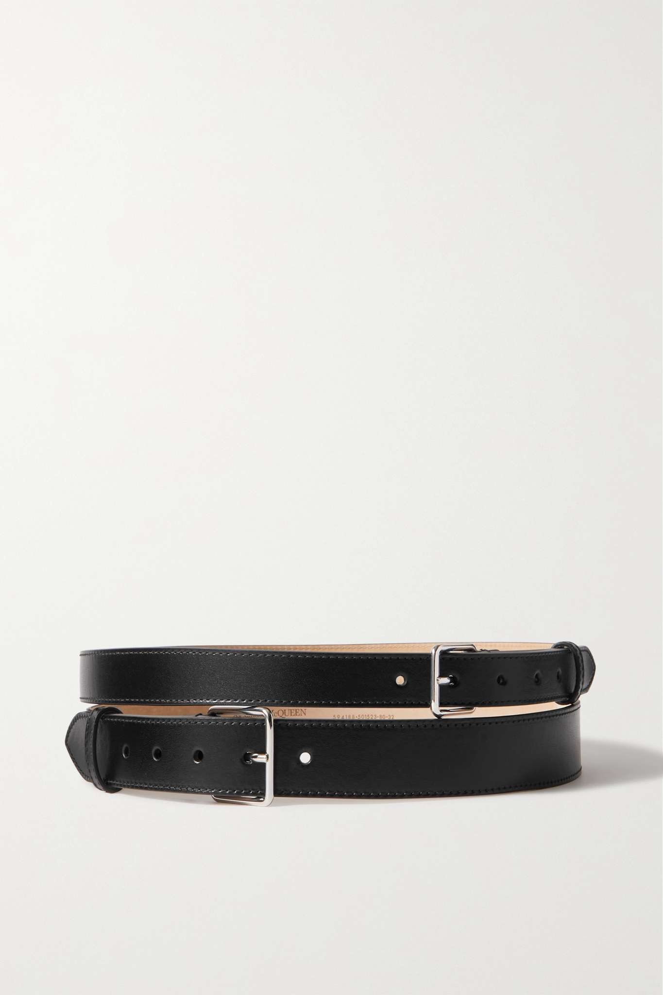 Double-strap leather waist belt - 1